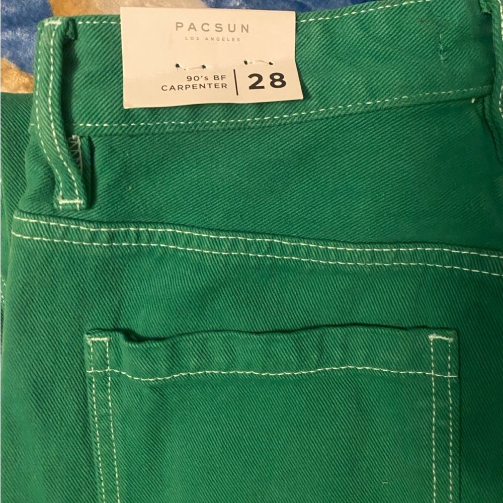 PacSun Green Patch Pocket Boyfriend Carpenter Pants